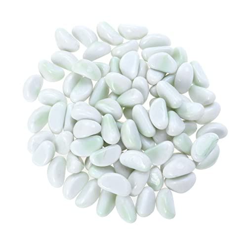 BESPORTBLE Galets Décoratifs Pierres en de Verre Polies Blanc Gravier Artificiel pour Aquarium Micropaysage Décoration de Bouteille de Mousse Aménagement Paysager Bricolage Jardin 500G
