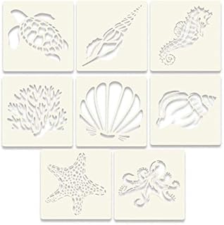 8 Pieces Reusable Plastic Stencil Painting Stencils Tool Sea Creatures Animals Stencils Used for Painting Wall Art Home Decor