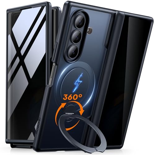 MOBOSI for Z Fold 7 Case with Rotatable Ring Stand & Privacy Screen Protector, Compatible with Magsafe, 18FT MIL-Grade Protection, Magnetic Shockproof Slim Case for Samsung Galaxy Z Fold7, Black by MOBOSI - Used condition - US$18.43
