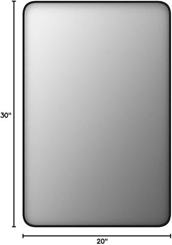 Miniatura 9 de CHAMROR - Espejo de baño con marco de metal negro de 20 x 30 pulgadas para pared, espejo rectangular redondeado negro, espejo de tocador de baño