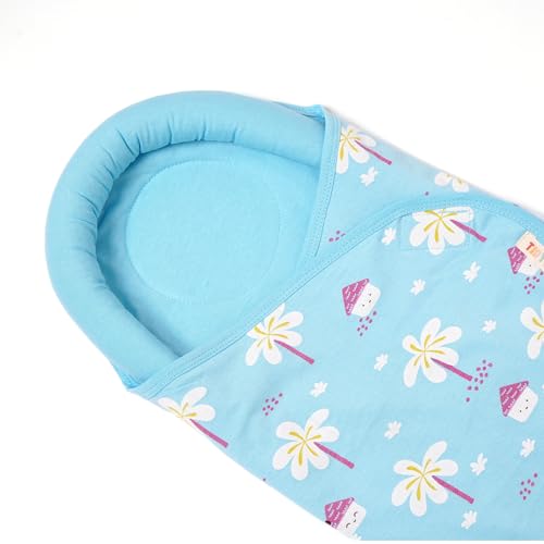Image of TIDY SLEEP Baby Swaddle Wrappper Adjustable for Newborn || 100% Cotton Soft || Newborn Blanket for 0-3 Months (Blue Farmland)