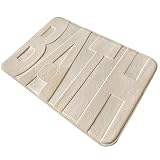 Alfombra de Baño Viscoelástica Antideslizante. Tapete de Microfibra Super Absorbente. Alfombrilla Suave y Mullida para el Hogar. (Crema)