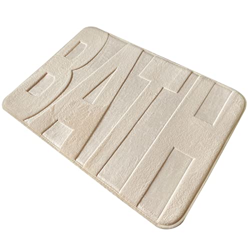 Alfombra de Baño Viscoelástica Antideslizante. Tapete de Microfibra Super Absorbente. Alfombrilla Suave y Mullida para el Hogar. (Crema) Cover
