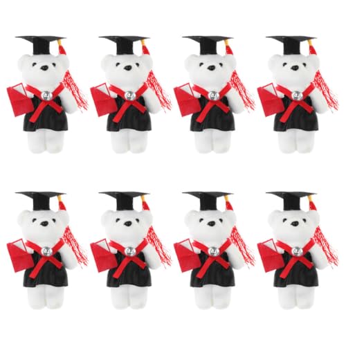 POPETPOP 8 Piezas Peluche de Animal de Graduación Oso de Peluche Decorativo de Felpa Diseño Adorable para Decoración Temporada de Graduación y Expresión de Buenos Deseos