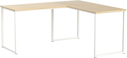 Miniatura 4 de SHW Escritorio esquinero en forma de L para oficina en casa, 55 x 60 pulgadas, roble