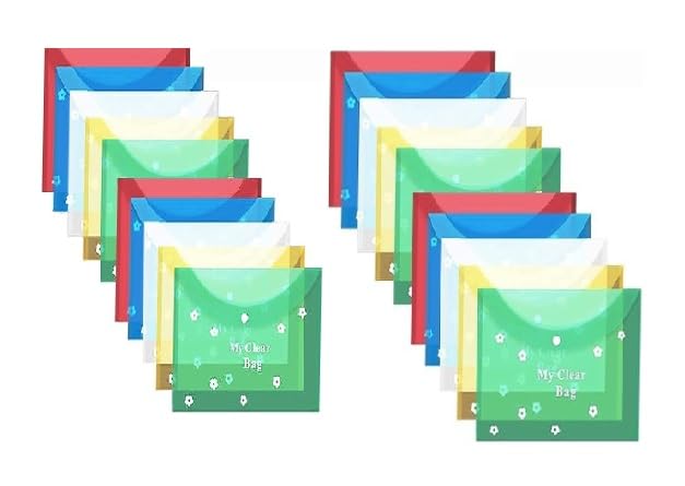 Freedy 20A4 Cartella portadocumenti trasparente, organizer con bottoni a pressione, contenitore in plastica trasparente per documenti, cancelleria (20) c