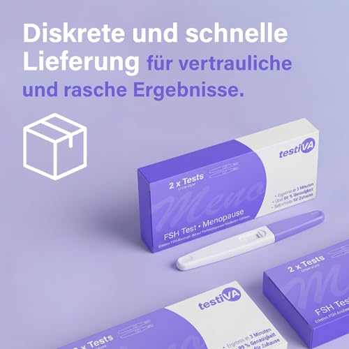 Testiva Menopause Test für zu Hause | 2 Stück FSH Hormontest | Schnelltest für Frauen in Perimenopause & Wechseljahren | Ergebnis in 3 Minuten | Der Selbsttest kann einfach zuhause durchgeführt werden