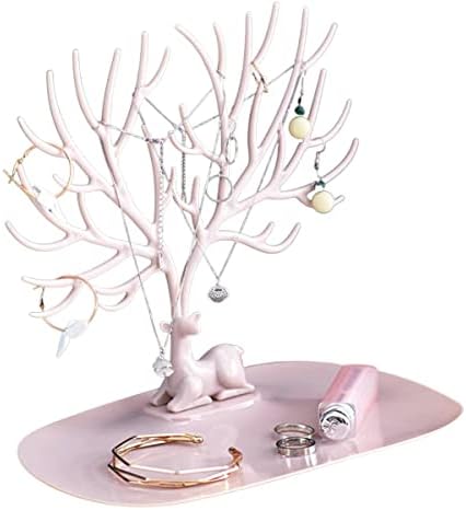 YFLY Antique Birds Tree Stand Jewelry Display Necklace Earring Bracelet Holder Organizer Rack Tower Pink