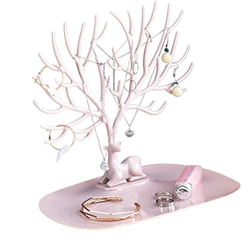 Yfly Antique Birds Tree Stand Jewelry Display Necklace Earring Bracelet Holder Organizer Rack Tower Pink #TOP2