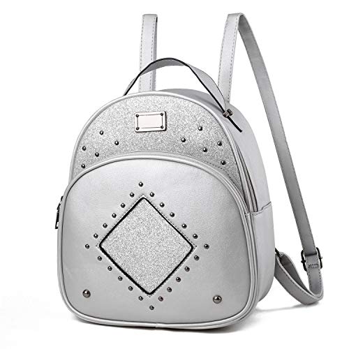 Sequins Backpack, Women Mini PU Leather Purse Casual Daypack