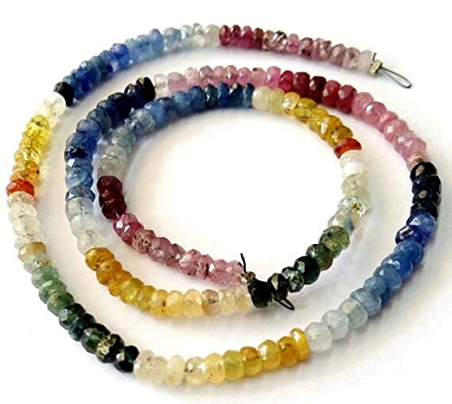 Multi sapphire faceted beads en fil de 15 pouces pour joaillerie fine