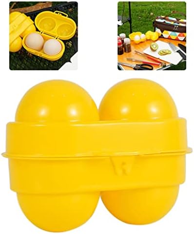 Mini Egg Holder 2 Grids Egg Storage Container Picnic Camping Egg Carrier with Fixed Handle Yellow,mini egg holder,camping supplies