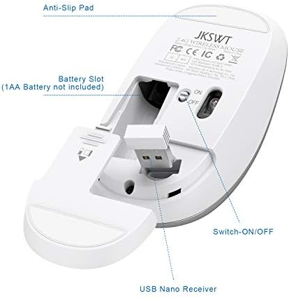 2.4G Wireless Mouse, JKSWT Portable Wireless Mouse, with 4 Buttons, 3 DPI Adjustable 800/1200/1600 Mouse, Optical USB, for PC / Laptop / Mac / Windows