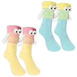 2 Pairs Holding Hands funny Socks,Novelty Hand In Hand Friendship Novelty Socks for Lovers Friends Sisters,Couple Birthday Gifts for Boyfriend Friends ﻿