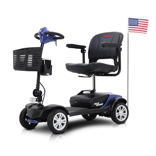 Mobility Scooters for Seniors & Adults 400lbs Capacity 4 Wheel Foldable Powered Mobility Scooter for Elderly for Travel, Lightweight All Terrain Mobility Scooter with Lights and Basket (Blue) -  generic.com