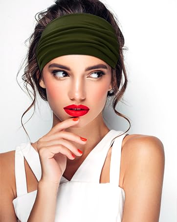 Miniatura 6 de S&N Remille Diadema ancha bohemia, banda grande para el pelo para mujer, diadema elástica antideslizante para torsión, accesorios para deportes,