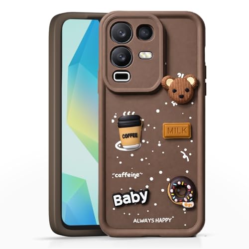 Image of Bintage Ball Bear| Donut| Milk Cake| Baby| Coffee Rubber Case Camera Protection Back Cover Compatible for Infinix Note 50s 5G+ - Brown