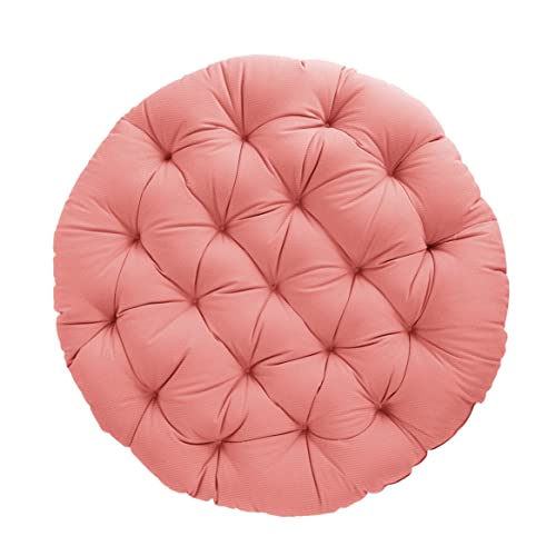 Sorra Home Tufted Papasan Cushion - Bucket & Moon Chair Comfy Round Cushion - Floor Pillow with Plush Foam for Indoor Furniture (Frame Not Included) - Coral (48" x 48" x 4") by Sorra Home - Image 3