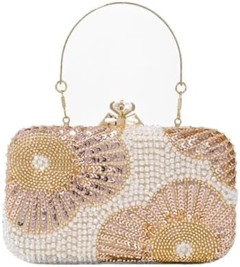 Banquet Bag Sequin Flowers Embellished Small Square Rhinestone Dress Hand-held Bags image 3