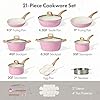 CAROTE 21 PCS Ceramic Cookware Set, Pots and Pans Set Non Stick, Pot and Pan Set with Frying pan, Induction Ready Cooking Set for Kitchen, PFOS/PFOA/PFAS Free, Pink #1