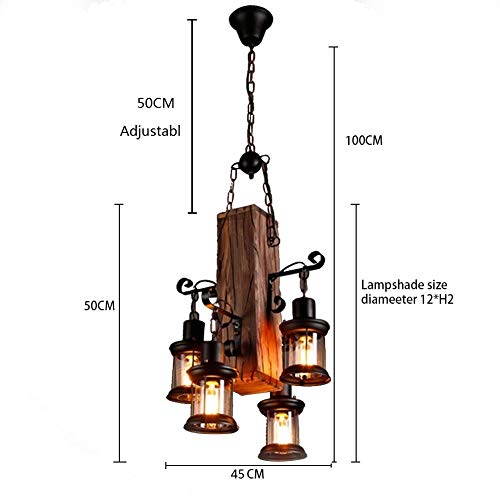 Us Deliver Industrial Vintage Wooden Hanging Pendant Light Retro Loft Lantern Chandelier 4 Lights Suspension Lighting Fixture For Coffee Shop Restaurant Black #TOP4