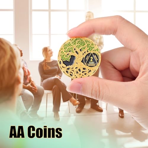 sobriety coin recovery anniversary token sobriety gifts aa chips and medallions for women mengreen2 year