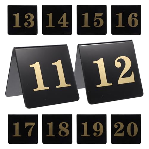 Numéros de table en acrylique de prestige, signalétique haut de gamme noire et dorée