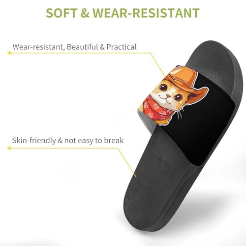 Meowdy Cowboys Cat Shower Slippers for Women Men Casual Non-Slip Slide Sandals Beach Bathroom Shoes3