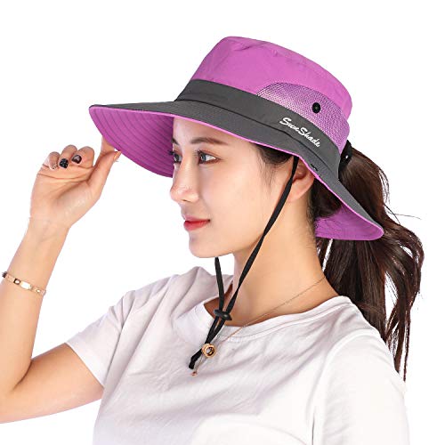 VICSPORT Women Sun Hat Wide Brim Bucket Mesh Boonie Cap Outdoor Fishing Hats