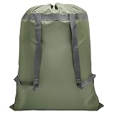 Army Green Laundry Bag Backpack, 27” x 34”Sturdy Laundry Bag with Shoulder Straps Drawstring Closure