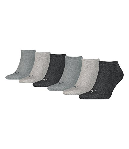 Preisvergleich Produktbild PUMA unisex Sneaker Socken Kurzsocken Sportsocken 261080001 6 Paar, Farbe:Grau, Menge:6 Paar (2x 3er Pack), Größe:35-38, Artikel:-800 anthracite / light grey / middle grey