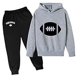 Generisch Sudaderas con capucha para niños, pantalones de chándal, conjunto de sudaderas con capucha, traje de entrenamiento de 2 piezas, gris, 13-14 años