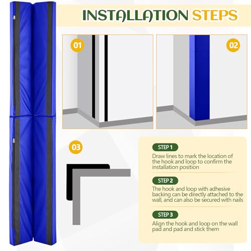 Image of Wonderjune Wall Corner Guards Edge Protector Heavy Duty Foam Corner Protectors for Wall Waterproof 2 Sides Padding for Gyms, Basketball Court, Kindergarten, Playrooms, Garages(6ft,Blue)