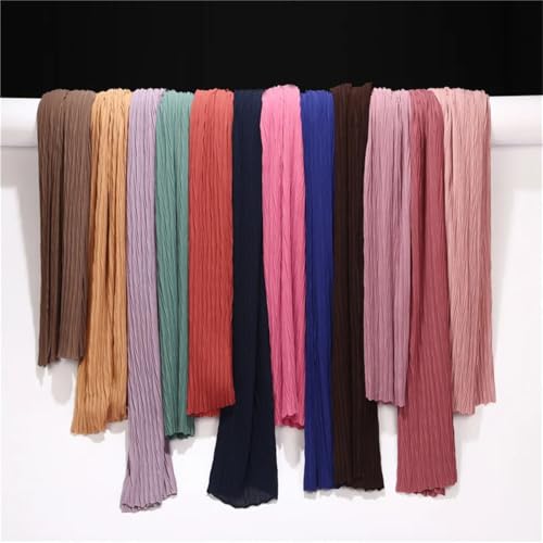 Women Pleated Wrinkle Chiffon Hijab Shawl Crinkle Muslim Turban Wraps Shawls Long Wrap Scarves3