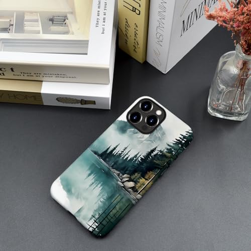 kiritfox Case Compatible with iPhone 16 Pro Max,Hybrid 2-Layer Hard Shell,Shockproof Soft for Girl Women,Forest Lake Mountain Watercolor by kiritfox - Used condition - Image 6