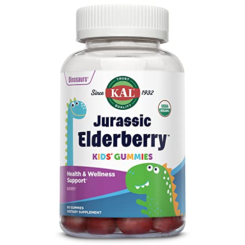 Kal Jurassic Elderberry Kids Gummies | Healthy Immune Support | Usda Organic, Vegan, Gluten Free | 30 Serv, 60 Ct #TOP20