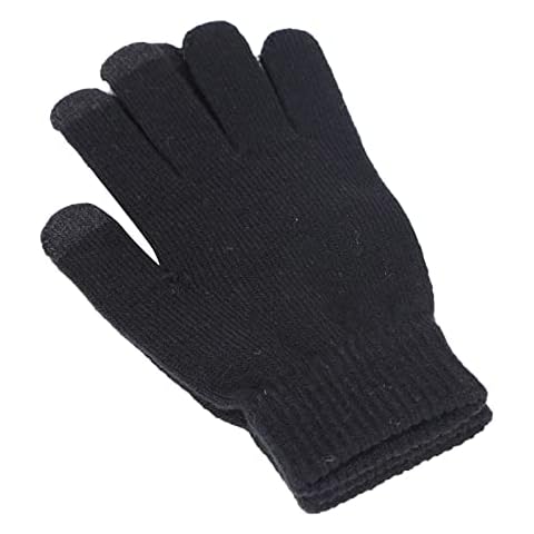 YOLAI Lady Stretchy Wool Knitted Gloves for Women Warm Gloves Autumn Winter Texting Mittens (Black, One Size) Cover