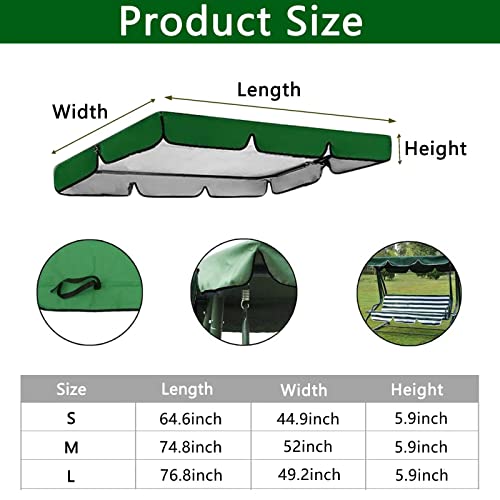 Typutomi Swing Canopy Replacement, 2/3 Seat Waterproof Oxford Cloth Swing Replacement Top Cover Swing Seat Replacement Canopy For Outdoor Garden Patio Yard Park Porch Swing(Grey, S - 64.6X44.9X5.9In) #TOP2