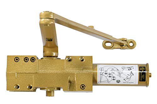 Extra Heavy Duty Commercial Door Closer -Lynn Hdwr Model # Lh9016 (Brass/Gold)- Surface Mounted, Grade 1, Cast Iron, Ul 3 Hour Fire Rated & Ada For High Abuse Traffic Doorways #TOP2