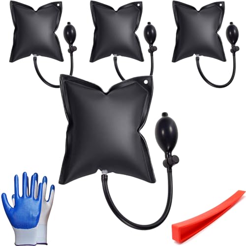 Ponte Sollevatore Auto, 4 Pezzi Sollevatore Auto, Sollevatore Mobili Fornito Con Guanti Antiscivolo e Rilevatore di Dilatazione Della Porta, Cuscino d'Aria Per l'Installazione del Serramento