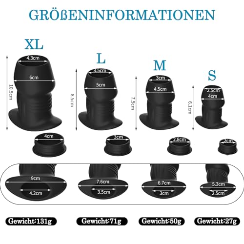BDSMAGE Anal Tunnel Plug Set,Analplug für Paare Frauen Männer,Spekulum Plugs Sexspielzeug Analspielzeuge Analdehner erotisches Sexspielzeug für Paare extrem Sex Fisting (S+M+L+XL)