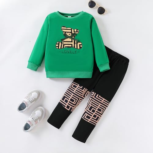 Image of Tween Girl's Letter Print Top + Jogger Pants 2 Piece Casual Outfit Set Kids Fall Clothing, Sizes 6-14 Years