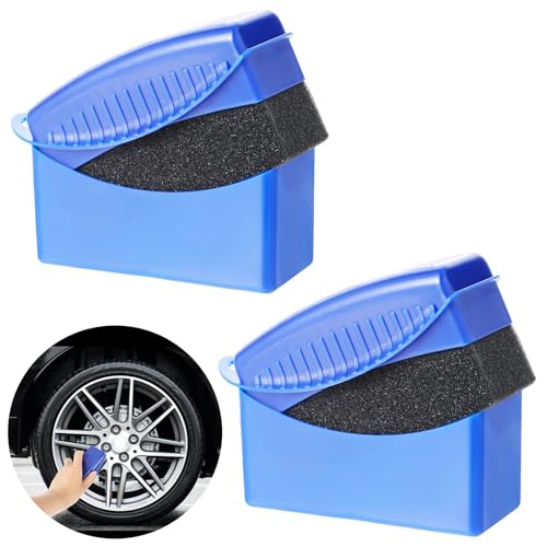 2pcs Tire Dressing Applicator, Reusable Tire Magic Pad with Lid,
