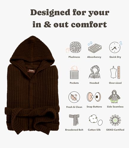 Image of Luxury Organic Japanese Cotton Hotel & Spa Waffle Bathrobe for Men and Women (Hooded /Kimono)