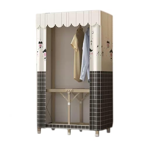 Armario portátil de lona 75x45x160 cm con barra para colgar ropa