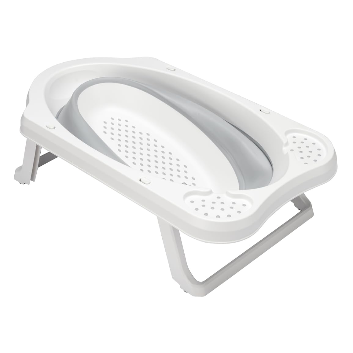 Keeeper Baignoire pliable pour bébé, pieds antidérapants, 48 x 82 x 23,5 cm, capacité 33 l, gris