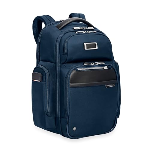 Image of Briggs & Riley Large Cargo Backpack for Women & Men - Laptop Backpack, For Work & Travel, Spacious & Durable, Padded Straps, Fits up to 17 inch Laptop - @work Collection, Navy