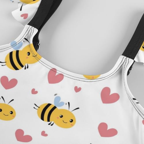 Image of Girls One Piece Swimsuit Lovely Cute Animals Ruffles Swimwear Bathing Suits 3-12 Years