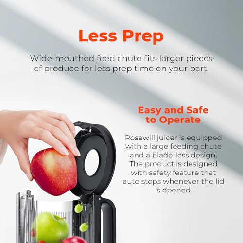 Image of Rosewill Cold Press Juicer, 4.72 inch Wide Feed Chute Juice Extractor Machine, High Juice Yield, Slow Masticating Juicer for Whole Vegetables & Fruits