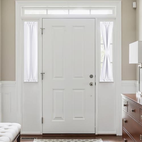 NICETOWN Blackout Side Door Curtains Front Door Curtains for Small Window Privacy Shades for Sidelight Thermal Insulated Window Covering Pure White 1 Panel W12 X L40 Inches Long